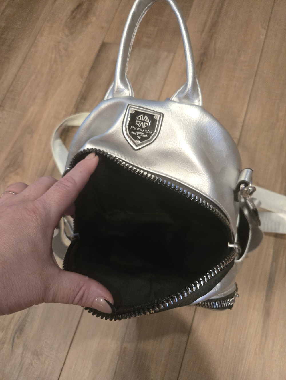 Metallic Silver Mini Backpack - Picture 3 of 11